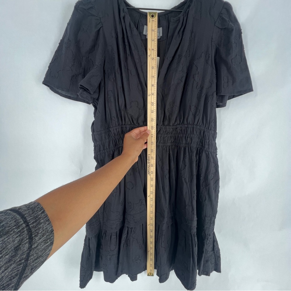 Anthropologie The Somerset Textured Black Mini Dress Cotton Peasant Tiered NWT - Picture 12 of 14